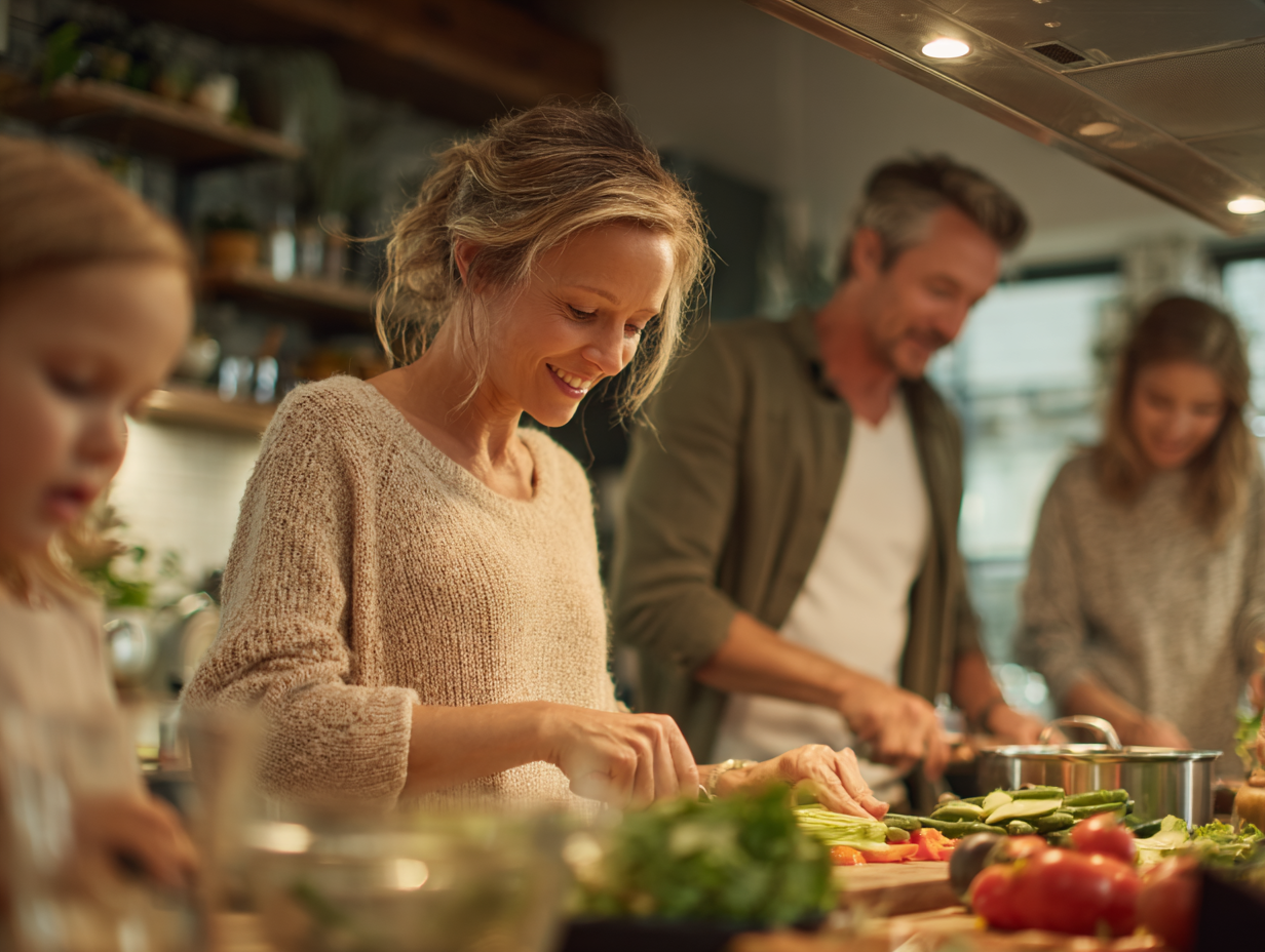 Gesunde, bunte Mahlzeit mit frischem Gemüse