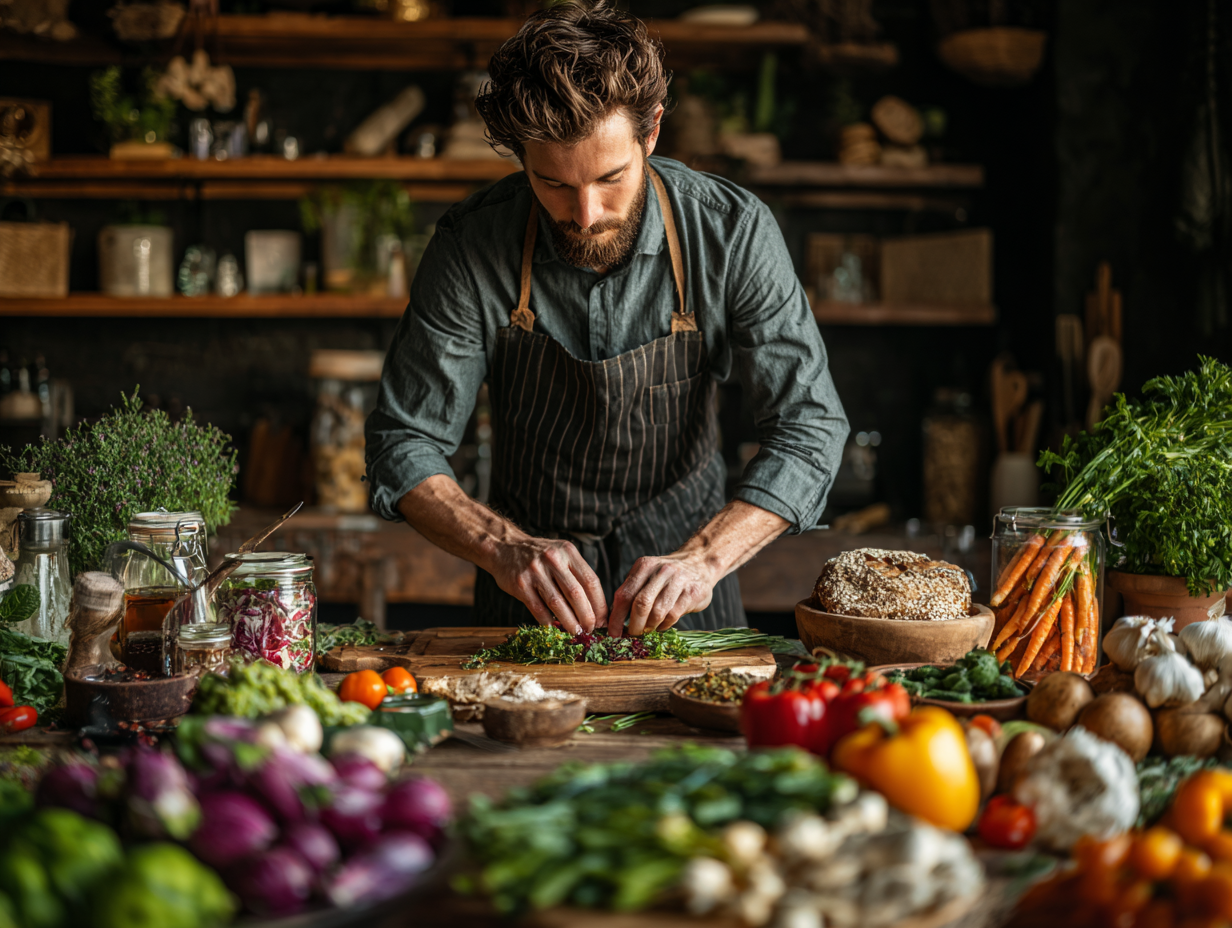 Familie beim gemeinsamen Kochen gesunder Mahlzeiten